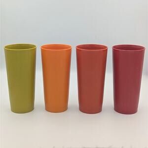 Vintage 1970s Tupperware Tumblers | Retro Boho Kitchen Cups | Set of 4